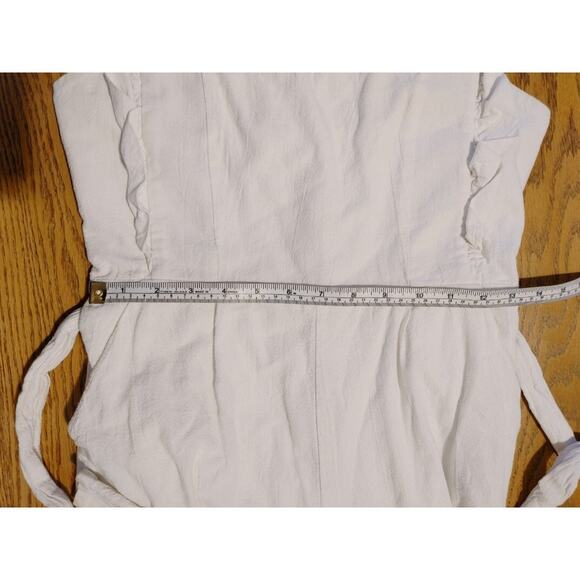 Saint + Secrets Linen Ruffle Apron Front Jumpsuit Tie Waist Soft White Womens L - Picture 8 of 10